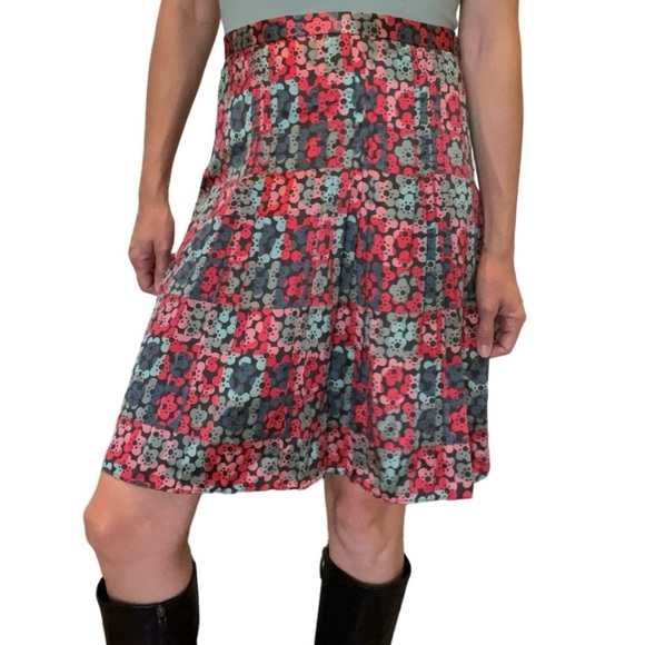 Marc Jacobs 100% silk floral checkered pleated skirt - Picture 2 of 7